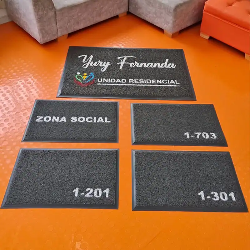tapete para conjunto residencial con logo y número apartamento